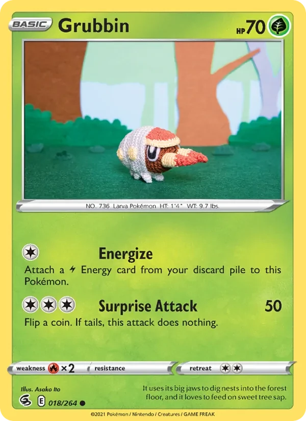 Grubbin 18/264 Fusion Strike Pokémon card
