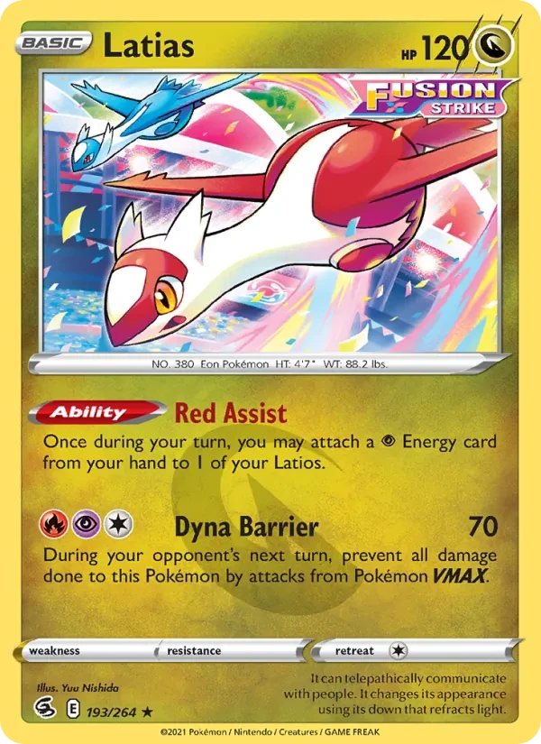 Latias 193/264 Fusion Strike Pokémon Karte