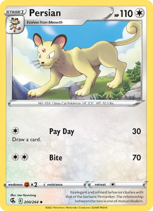 Persian 200/264 Fusion Strike Pokémon card