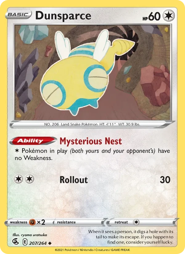 Dunsparce 207/264 Fusion Strike Pokémon card