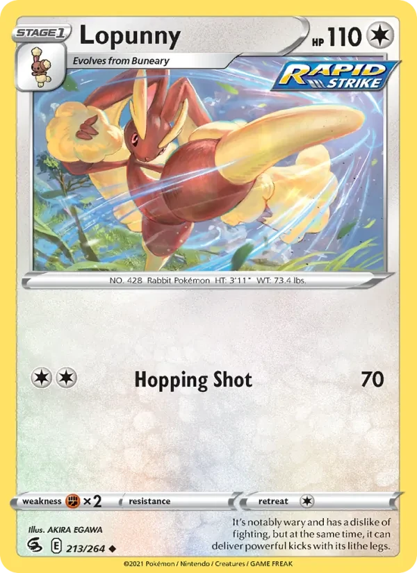 Lopunny 213/264 Fusion Strike Pokémon card