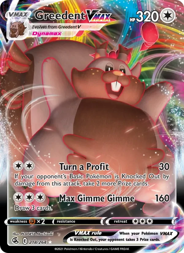 Greedent VMAX 218/264 Fusion Strike Pokémon card
