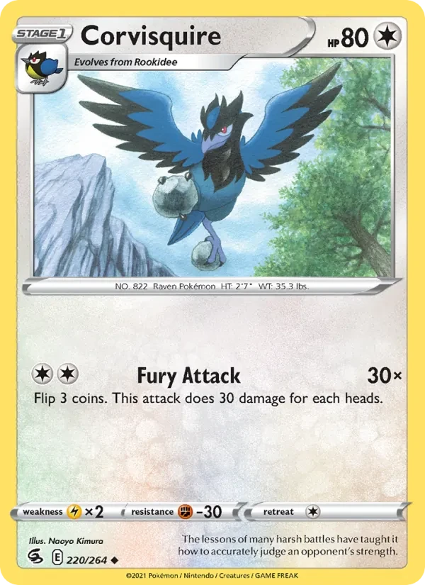 Corvisquire 220/264 Fusion Strike Pokémon card