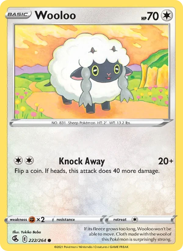 Wooloo 222/264 Fusion Strike Pokémon card