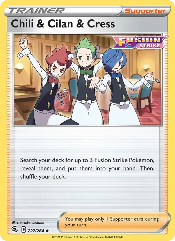 Chili & Cilan & Cress 227/264 Fusion Strike Pokémon kaart