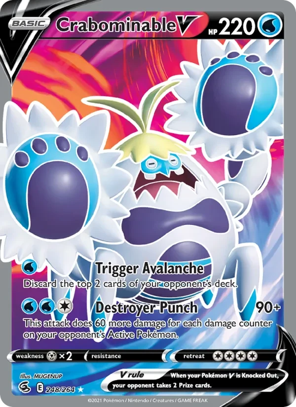 Crabominable V 248/264 Fusion Strike Pokémon card