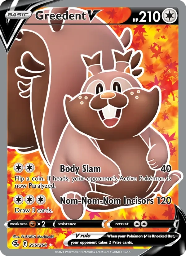 Greedent V 256/264 Fusion Strike Pokémon card