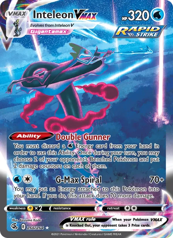 Inteleon VMAX 266/264 Fusion Strike Pokémon card
