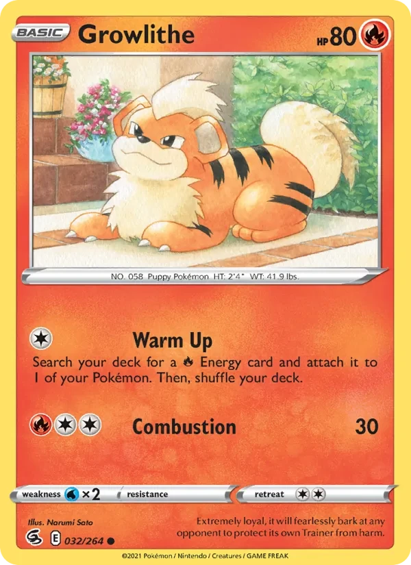 Growlithe 32/264 Fusion Strike Pokémon Karte