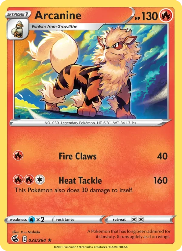 Arcanine 33/264 Fusion Strike Pokémon card