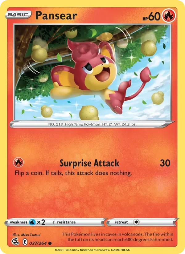 Pansear 37/264 Fusion Strike Pokémon card
