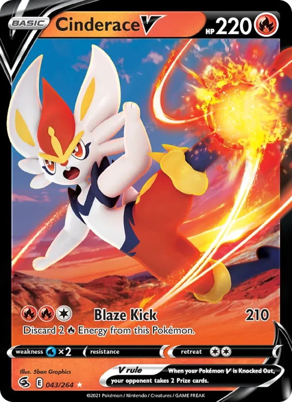 Cinderace V 43/264 Fusion Strike Pokémon Karte