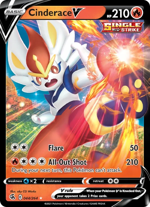 Cinderace V 44/264 Fusion Strike Pokémon card
