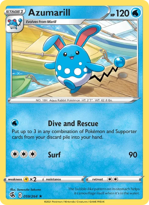 Azumarill 59/264 Fusion Strike Pokémon kaart