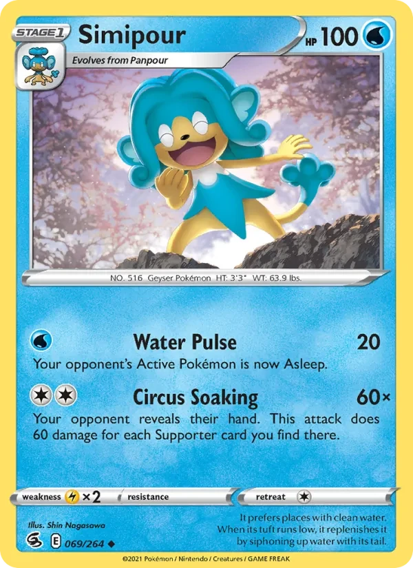 Simipour 69/264 Fusion Strike Pokémon card