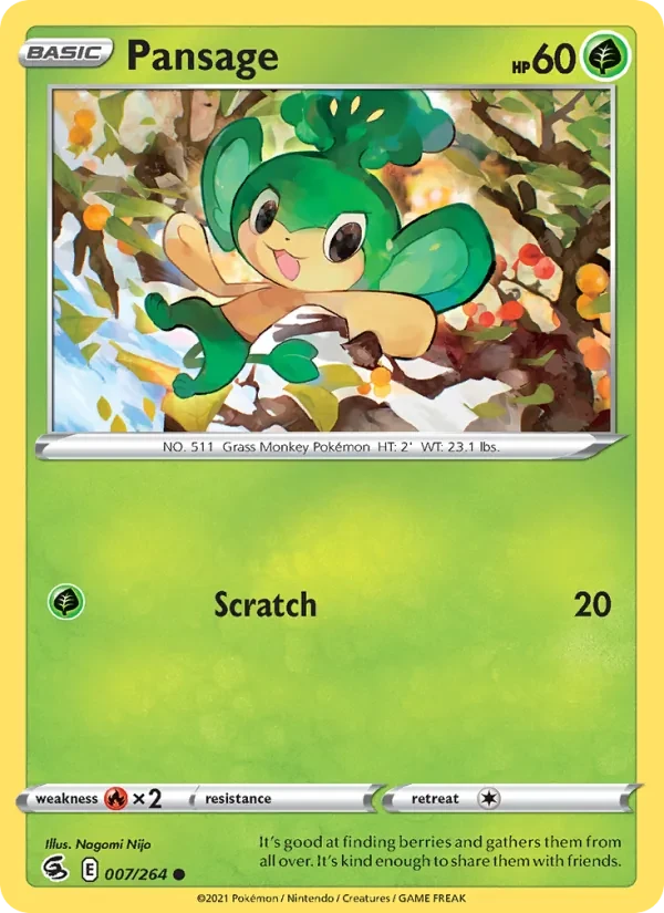 Pansage 7/264 Fusion Strike Pokémon Karte