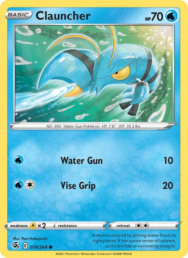 Clauncher 74/264 Fusion Strike Pokémon card