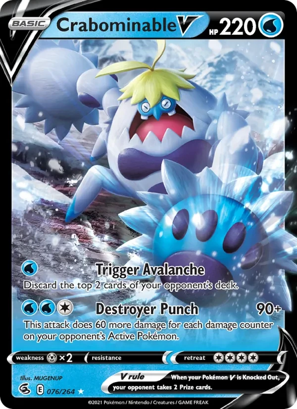 Crabominable V 76/264 Fusion Strike Pokémon card