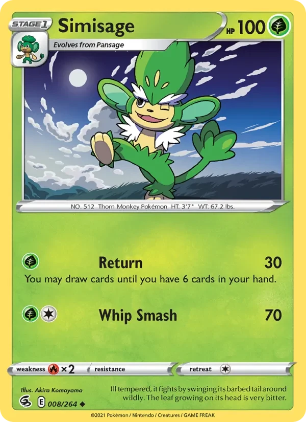 Simisage 8/264 Fusion Strike Pokémon card