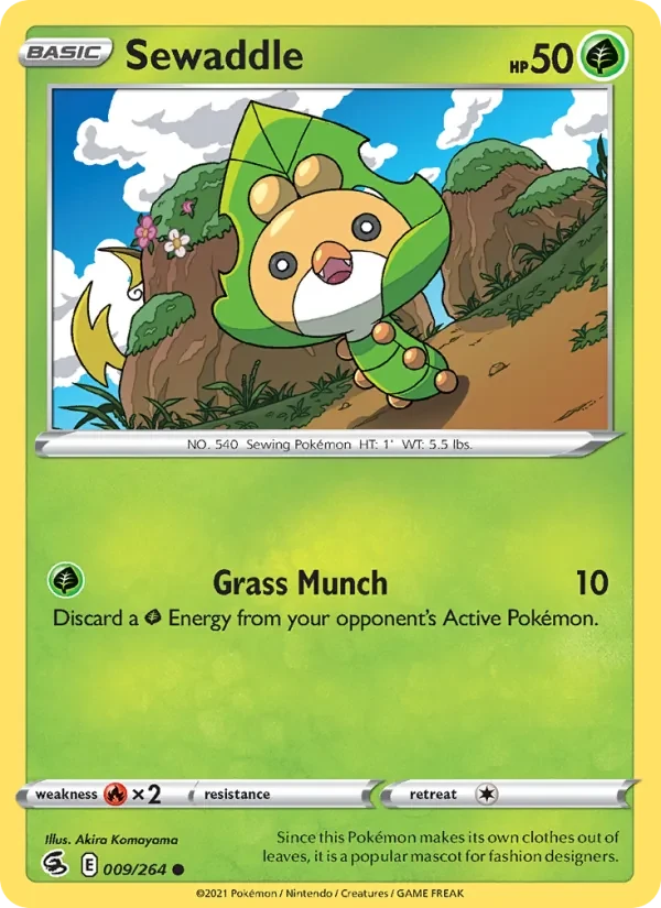 Sewaddle 9/264 Fusion Strike Pokémon card