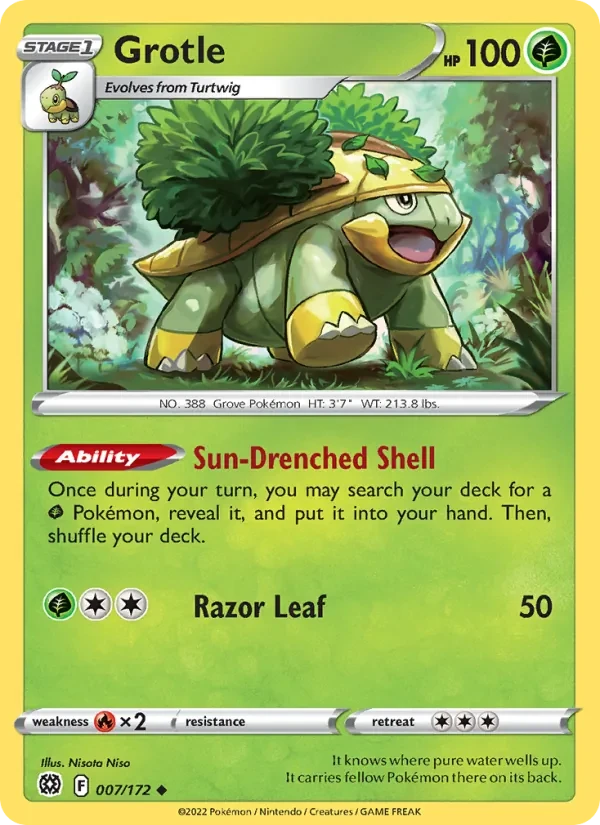 Grotle 007/172 Brilliant Stars Pokémon card
