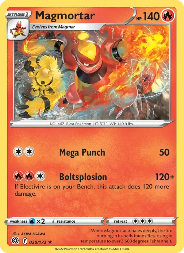 Magmortar 020/172 Brilliant Stars Pokémon card