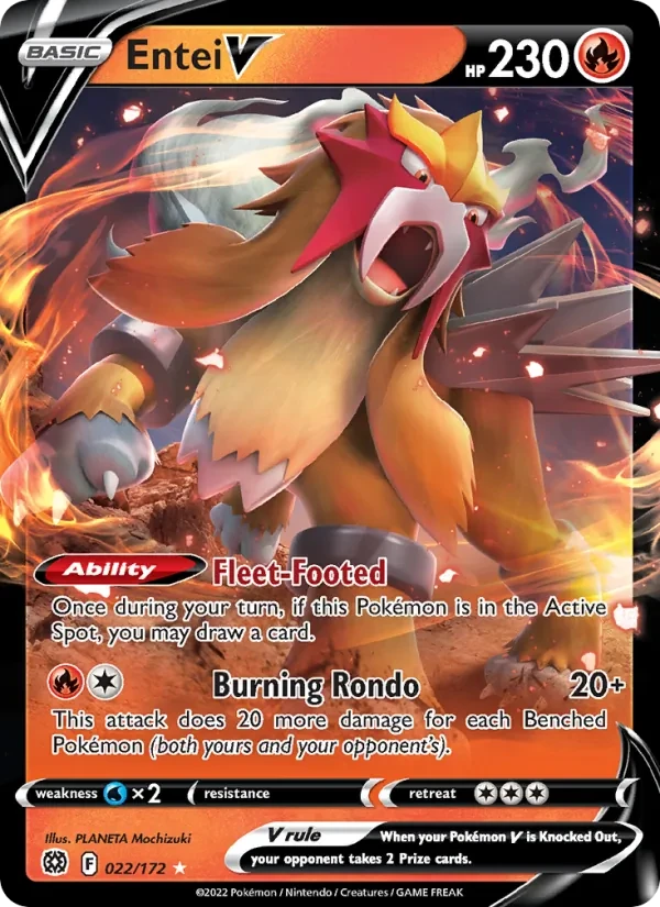 Entei V 022/172 Brilliant Stars Pokémon card