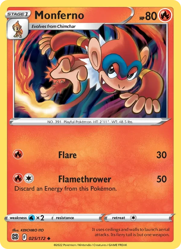 Monferno 025/172 Brilliant Stars Pokémon card