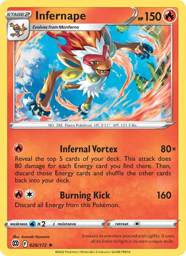 Infernape 026/172 Brilliant Stars Pokémon card