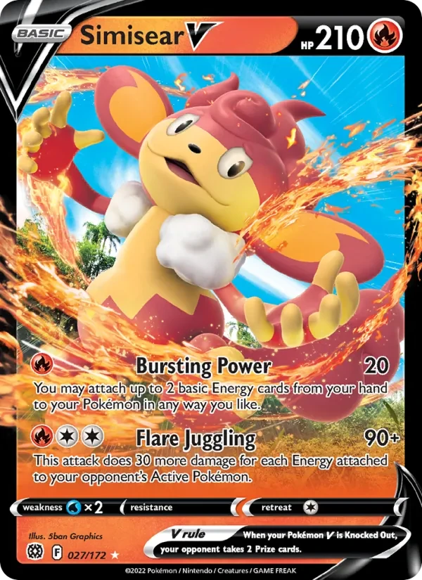 Simisear V 027/172 Brilliant Stars Pokémon card