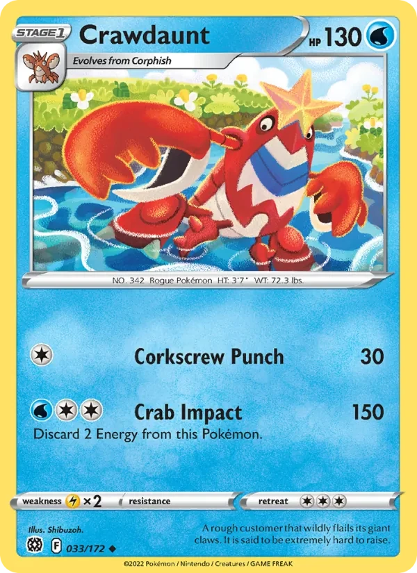 Crawdaunt 033/172 Brilliant Stars Pokémon card