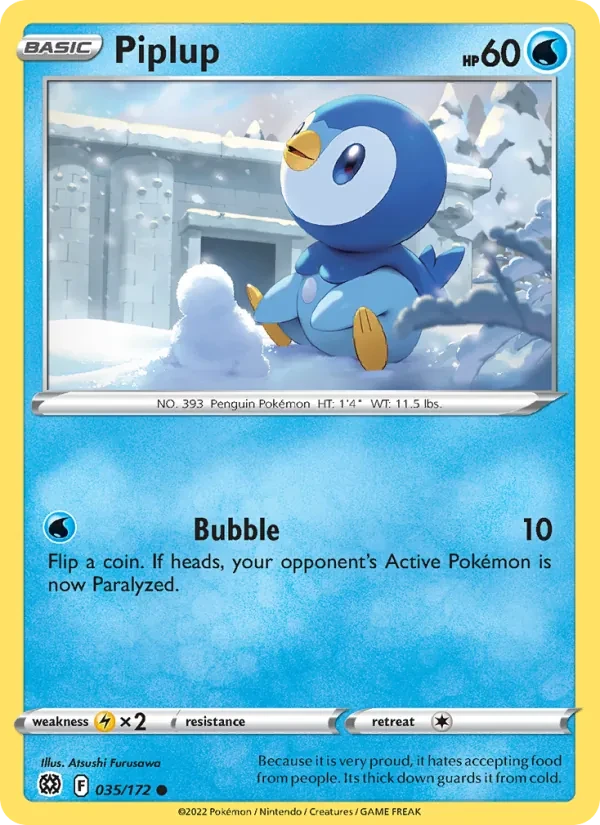 Piplup 035/172 Brilliant Stars Pokémon card