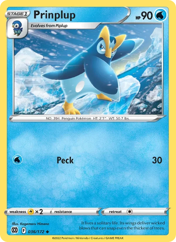 Prinplup 036/172 Brilliant Stars Pokémon card
