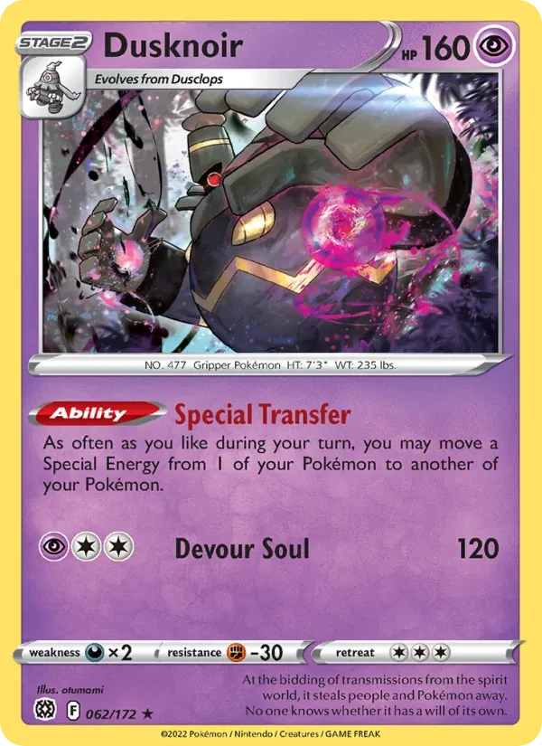 Dusknoir 062/172 Brilliant Stars Pokémon card