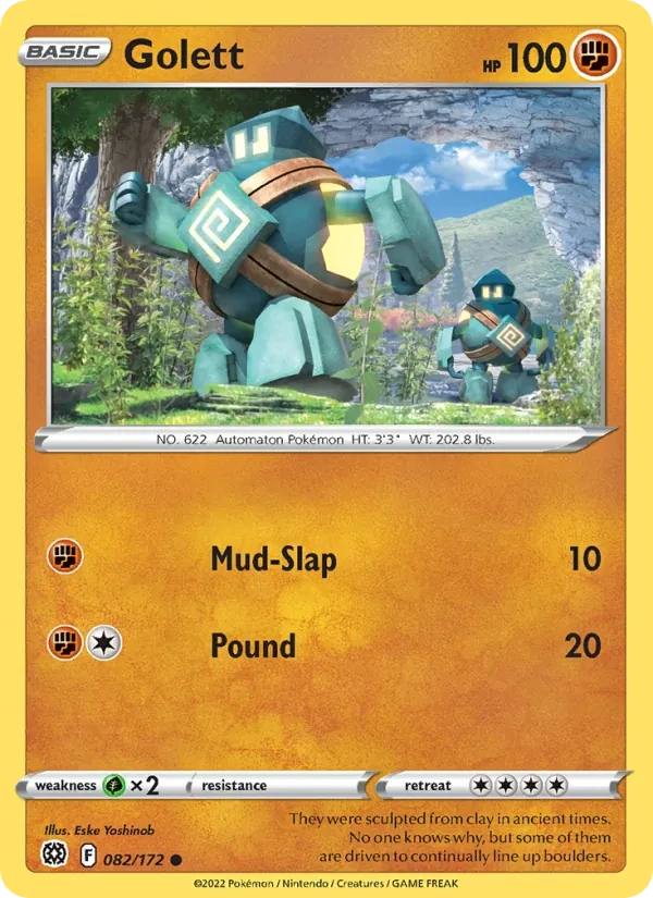 Golett 082/172 Brilliant Stars Pokémon card