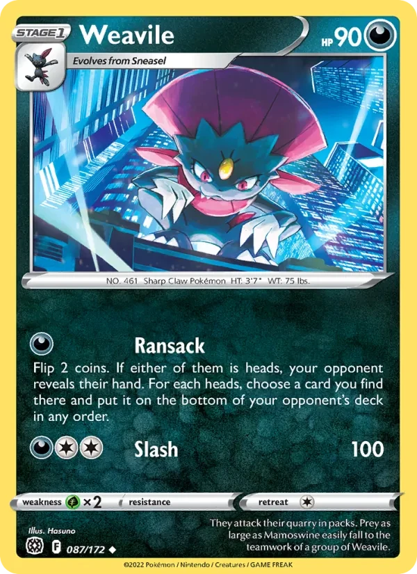 Weavile 087/172 Brilliant Stars Pokémon card
