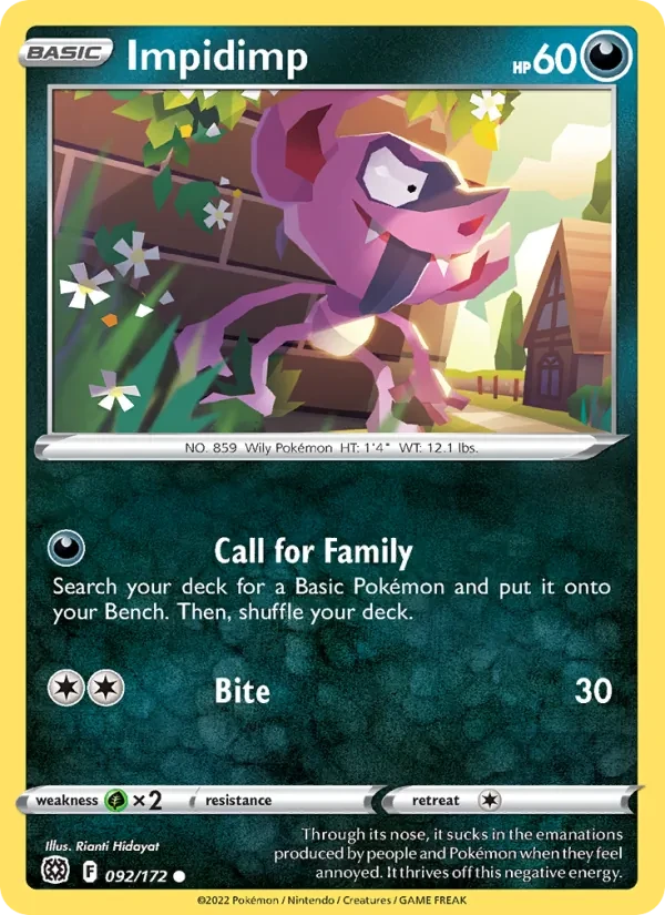 Impidimp 092/172 Brilliant Stars Pokémon card