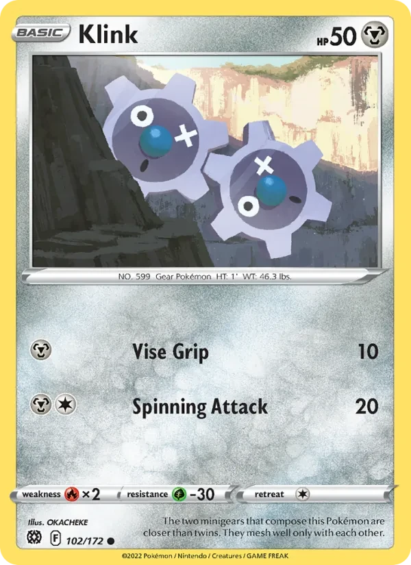 Klink 102/172 Brilliant Stars Pokémon card