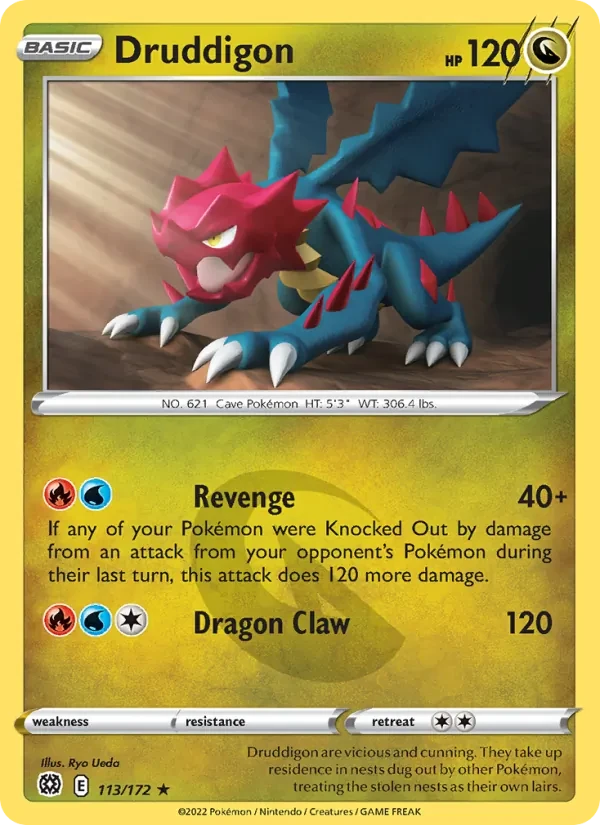 Druddigon 113/172 Brilliant Stars Pokémon card