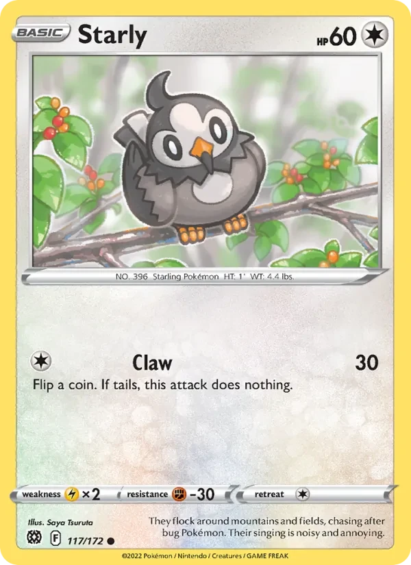 Starly 117/172 Brilliant Stars Pokémon card