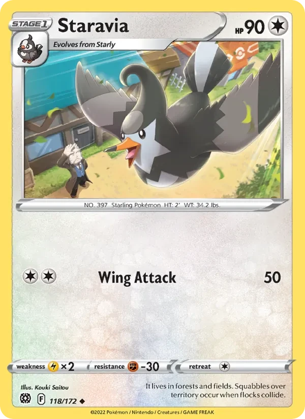 Staravia 118/172 Brilliant Stars Pokémon card
