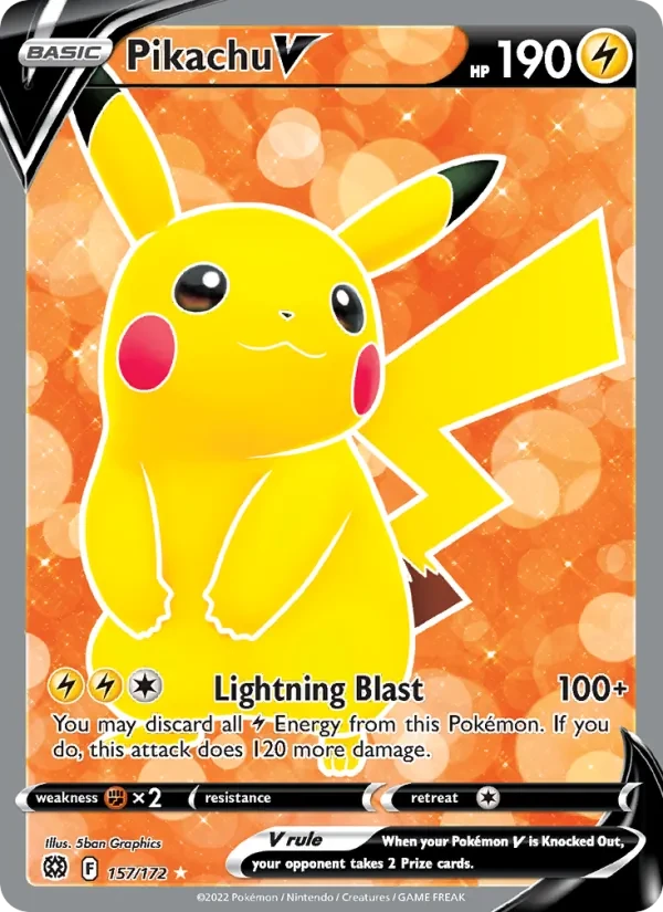 Pikachu V 157/172 Brilliant Stars Pokémon card
