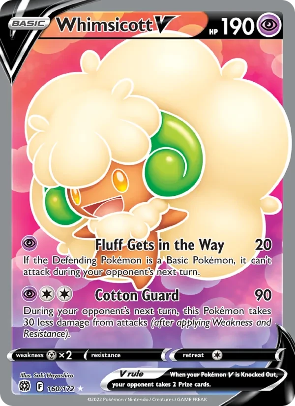 Whimsicott V 160/172 Brilliant Stars Pokémon card