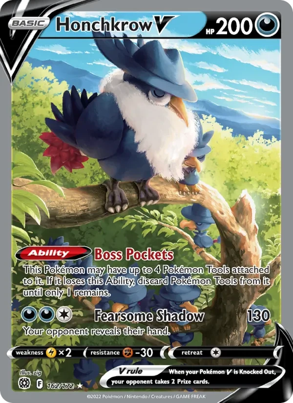 Honchkrow V 162/172 Brilliant Stars Pokémon Karte