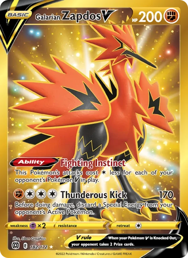 Galarian Zapdos V 182/172 Brilliant Stars Pokémon Karte