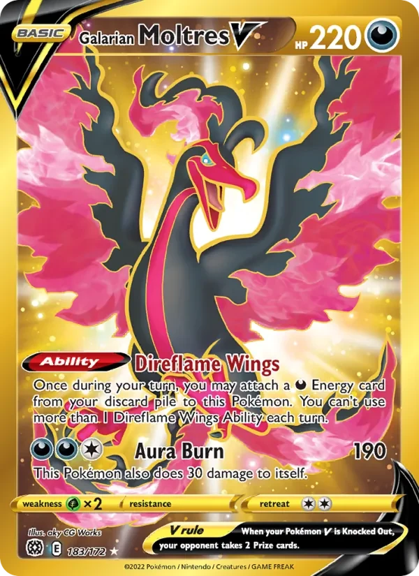 Carta Pokémon Galarian Moltres V 183/172 Brilliant Stars