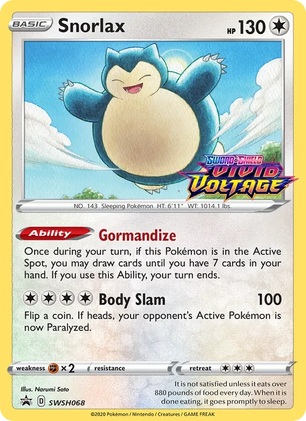 Snorlax SWSH068 SWSH Black Star Promos Pokémon Karte