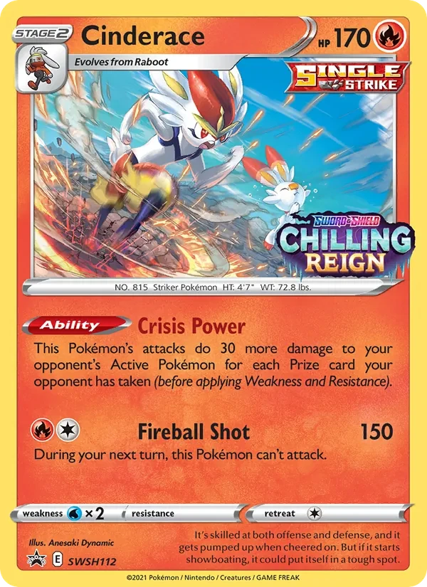 Carte Pokémon Cinderace SWSH112 SWSH Black Star Promos