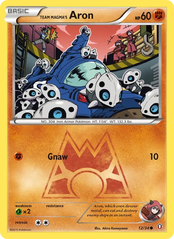 Team Magma's Aron 12/34 Double Crisis Pokémon Karte