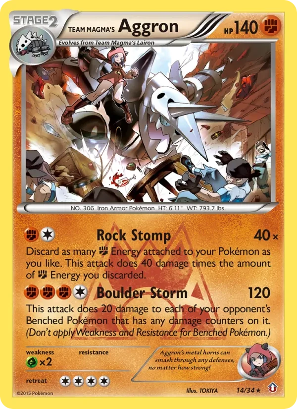 Team Magma's Aggron 14/34 Double Crisis Pokémon card
